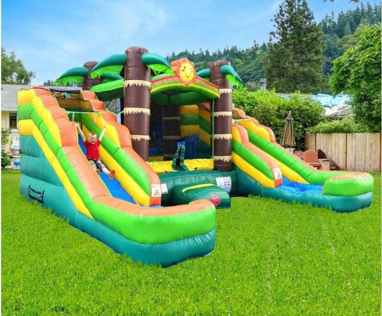 Double Slide Tropical Bounce House Combo (Wet or Dry)