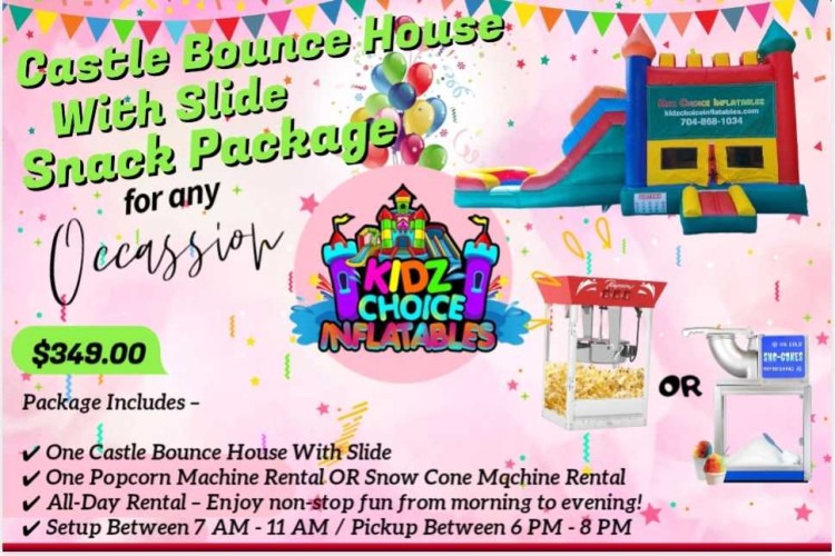 Castle Bounce House With Slide Snack Package