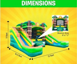 small20duble20slide20sizes 1717893543 Double Slide Tropical Bounce House Combo (Wet or Dry)