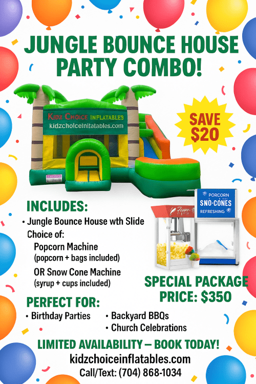 Jungle Bounce House With Slide Snack Package
