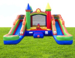Rainbow Double Slide Bounce House Combo (Wet or Dry)